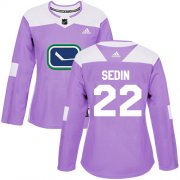 Wholesale Cheap Adidas Canucks #22 Daniel Sedin Purple Authentic Fights Cancer Women's Stitched NHL Jersey