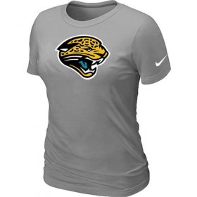 Wholesale Cheap Women\'s Nike Jacksonville Jaguars Logo NFL T-Shirt Light Grey