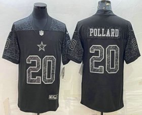 Wholesale Cheap Men\'s Dallas Cowboys #20 Tony Pollard Black Reflective Limited Stitched Football Jersey