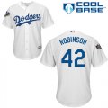Wholesale Cheap Dodgers #42 Jackie Robinson White Cool Base 2018 World Series Stitched Youth MLB Jersey