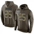 Wholesale Cheap NFL Men's Nike Seattle Seahawks #25 Richard Sherman Stitched Green Olive Salute To Service KO Performance Hoodie
