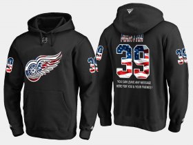 Wholesale Cheap Red Wings #39 Anthony Mantha NHL Banner Wave Usa Flag Black Hoodie