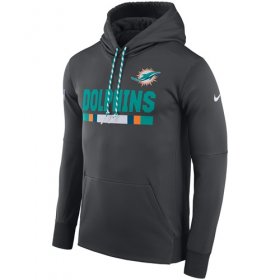 Wholesale Cheap Men\'s Miami Dolphins Nike Charcoal Sideline ThermaFit Performance PO Hoodie
