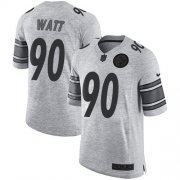 Wholesale Cheap Nike Steelers #90 T. J. Watt Gray Men's Stitched NFL Limited Gridiron Gray II Jersey