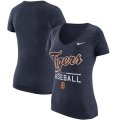 Wholesale Cheap Detroit Tigers Nike Women's Practice 1.7 Tri-Blend V-Neck T-Shirt Heathered Navy
