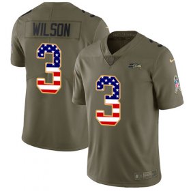 Wholesale Cheap Nike Seahawks #3 Russell Wilson Olive/USA Flag Youth Stitched NFL Limited 2017 Salute to Service Jersey