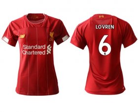 Wholesale Cheap Women\'s Liverpool #6 Lovren Red Home Soccer Club Jersey
