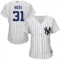 Wholesale Cheap Yankees #31 Aaron Hicks White Strip Home Women's Stitched MLB Jersey