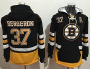 Wholesale Cheap Bruins #37 Patrice Bergeron Black Name & Number Pullover NHL Hoodie