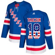 Wholesale Cheap Adidas Rangers #18 Walt Tkaczuk Royal Blue Home Authentic USA Flag Stitched NHL Jersey