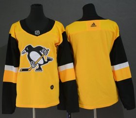 Wholesale Cheap Adidas Penguins Blank Gold Alternate Authentic Women\'s Stitched NHL Jersey