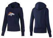 Wholesale Cheap Women's Denver Broncos Logo Pullover Hoodie Navy Blue