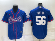 Wholesale Men's New York Giants #56 Lawrence Taylor Blue Stitched MLB Cool Base Nike Baseball Jersey
