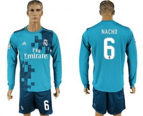 Wholesale Cheap Real Madrid #6 Nacho Sec Away Long Sleeves Soccer Club Jersey