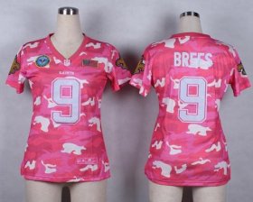 Wholesale Cheap Nike Saints #9 Drew Brees Pink Women\'s Stitched NFL Elite Camo Fashion Jersey