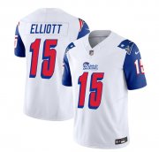 Wholesale Cheap Men's New England Patriots #15 Ezekiel Elliott White Blue 2023 F.U.S.E. Vapor Limited Football Stitched Jersey