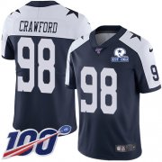 Wholesale Cheap Nike Cowboys #98 Tyrone Crawford Navy Blue Thanksgiving Men's Stitched With Established In 1960 Patch NFL 100th Season Vapor Untouchable Limited Throwback Jersey