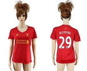 Wholesale Cheap Women\'s Liverpool #29 Borini Red Home Soccer Club Jersey