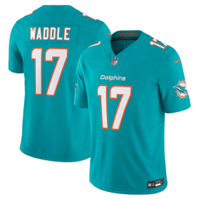Wholesale Cheap Men\'s Miami Dolphins #17 Jaylen Waddle Aqua 2023 F.U.S.E Vapor Limited Stitched Football Jersey