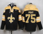 Wholesale Cheap Nike Saints #75 Andrus Peat Black Player Pullover NFL Hoodie