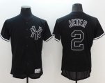 Wholesale Cheap Yankees #2 Derek Jeter Black Fashion Flexbase Authentic Collection Stitched MLB Jersey