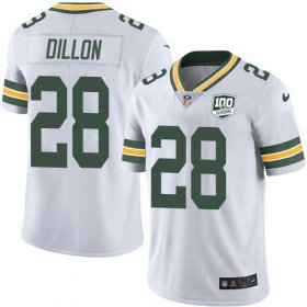 Wholesale Cheap Nike Packers #28 AJ Dillon White Men\'s 100th Season Stitched NFL Vapor Untouchable Limited Jersey