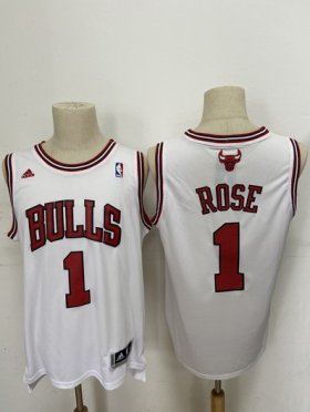 Wholesale Cheap Men\'s Chicago Bulls #1 Derek Rose Revolution 30 Swingman White Jersey