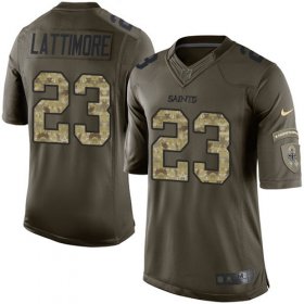 Wholesale Cheap Nike Saints #23 Marshon Lattimore Green Youth Stitched NFL Limited 2015 Salute to Service Jersey