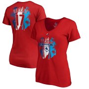 Wholesale Cheap Philadelphia Phillies #17 Rhys Hoskins Majestic Women's 2019 Spring Training Name & Number V-Neck T-Shirt Red