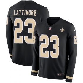 Wholesale Cheap Nike Saints #23 Marshon Lattimore Black Team Color Men\'s Stitched NFL Limited Therma Long Sleeve Jersey
