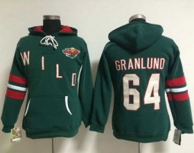 Wholesale Cheap Minnesota Wild #64 Mikael Granlund Green Women\'s Old Time Heidi NHL Hoodie