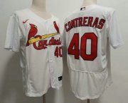 Cheap Men's St Louis Cardinals #40 Willson Contreras White Stitched MLB Flex Base Nike Jersey
