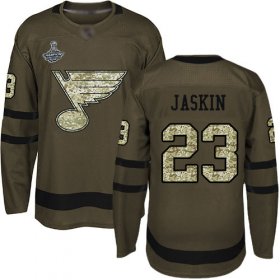 Wholesale Cheap Adidas Blues #23 Dmitrij Jaskin Green Salute to Service Stanley Cup Champions Stitched NHL Jersey