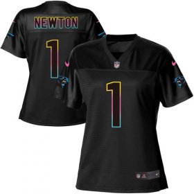 Wholesale Cheap Nike Panthers #1 Cam Newton Black Women\'s NFL Fashion Game Jersey