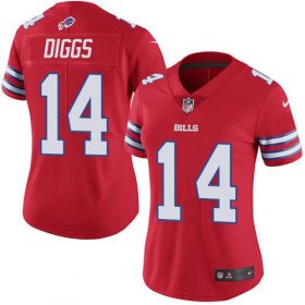 Wholesale Cheap Nike Bills #14 Stefon Diggs Red Women\'s Stitched NFL Limited Rush Jersey