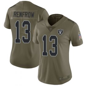 Wholesale Cheap Nike Raiders #13 Hunter Renfrow Olive Women\'s Stitched NFL Limited 2017 Salute to Service Jersey
