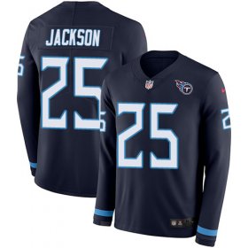 Wholesale Cheap Nike Titans #25 Adoree\' Jackson Navy Blue Team Color Men\'s Stitched NFL Limited Therma Long Sleeve Jersey