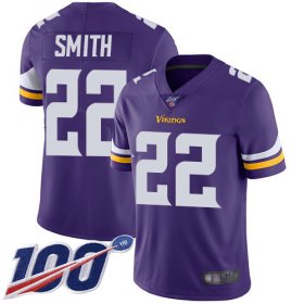 Wholesale Cheap Nike Vikings #22 Harrison Smith Purple Team Color Men\'s Stitched NFL 100th Season Vapor Limited Jersey