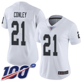 Wholesale Cheap Nike Raiders #21 Gareon Conley White Women\'s Stitched NFL 100th Season Vapor Limited Jersey
