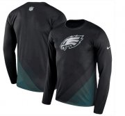 Wholesale Cheap Men's Philadelphia Eagles Nike Black Sideline Legend Prism Performance Long Sleeve T-Shirt