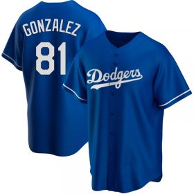 Wholesale Cheap Men\'s Los Angeles Dodgers #81 Victor Gonzalez Replica Royal Alternate Nike Jersey