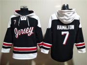 Wholesale Cheap Men's New Jersey Devils #7 Dougie Hamilton Black White Ageless Must-Have Lace-Up Pullover Hoodie
