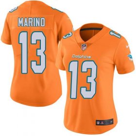 Wholesale Cheap Nike Dolphins #13 Dan Marino Orange Women\'s Stitched NFL Limited Rush Jersey