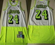 Wholesale Cheap Men's Los Angeles Lakers #24 Kobe Bryant White Green Split Hardwood Classics Jersey