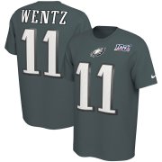 Wholesale Cheap Philadelphia Eagles #11 Carson Wentz Nike NFL 100th Season Player Pride Name & Number Performance T-Shirt Midnight Green