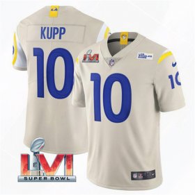 Wholesale Cheap Men\'s Los Angeles Rams #10 Cooper Kupp 2022 Bone Super Bowl LVI Vapor Limited Stitched Jersey