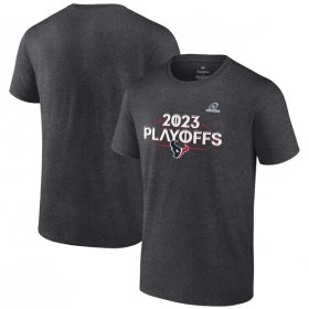 Cheap Men\'s Houston Texans Heather Charcoal 2023 Playoffs Ready T-Shirt