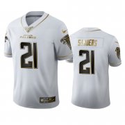Wholesale Cheap Atlanta Falcons #21 Deion Sanders Men's Nike White Golden Edition Vapor Limited NFL 100 Jersey