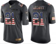 Wholesale Cheap Nike Cowboys #21 Ezekiel Elliott Black Men's Stitched NFL Limited USA Flag Salute To Service Jersey