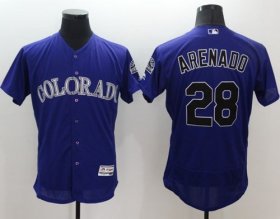 Wholesale Cheap Rockies #28 Nolan Arenado Purple Flexbase Authentic Collection Stitched MLB Jersey